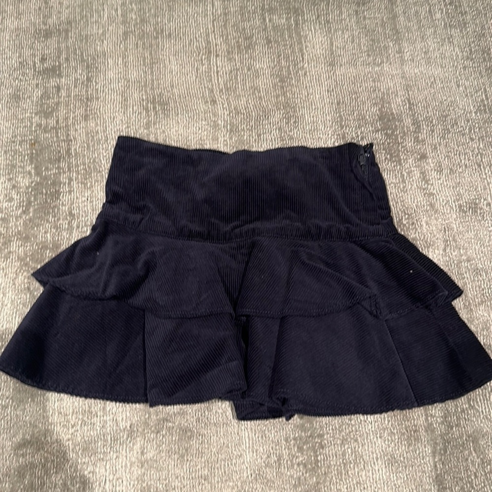 Ruffled navy blue corduroy skirt - Picture 1 of 3